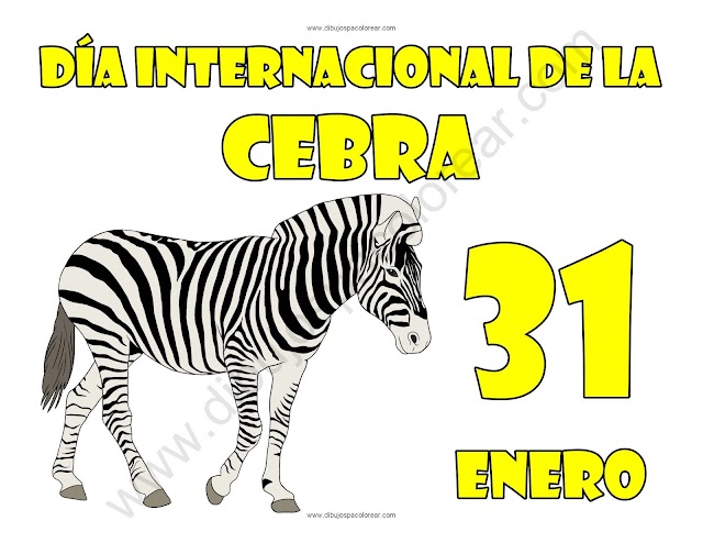 Dia Internacional de la Cebra dibujo a color y para colorear